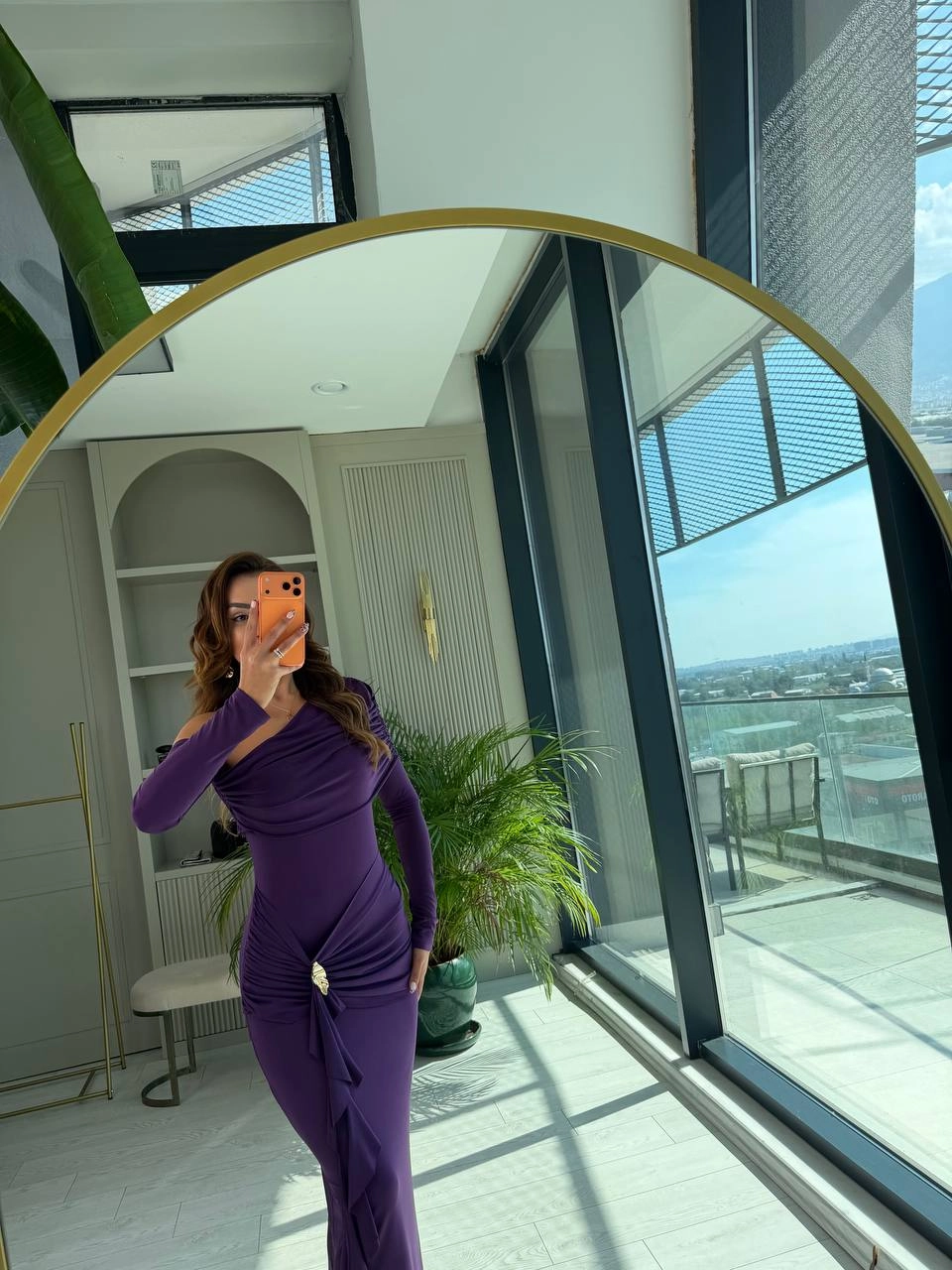 Mor%20Omuz%20Detay%20İthal%20Likralı%20Candy%20Kumaş%20Elbise