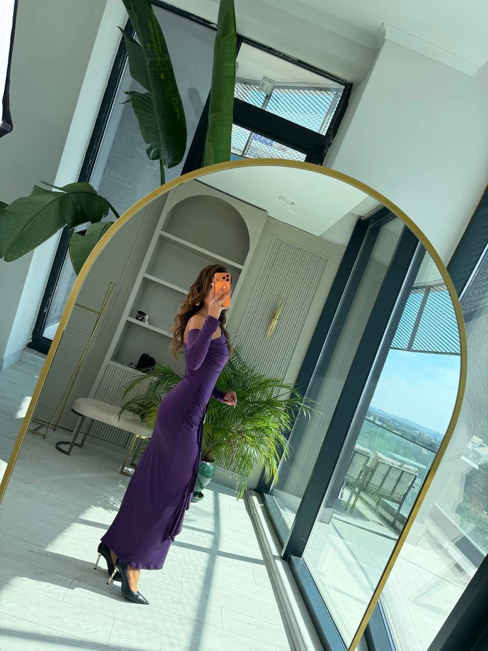 Mor%20Omuz%20Detay%20İthal%20Likralı%20Candy%20Kumaş%20Elbise