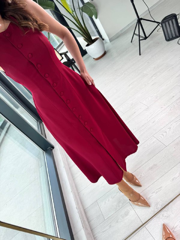 Bordo%20Arka%20Bağlamalı%20Cepli%20İthal%20İpekli%20Krep%20Elbise