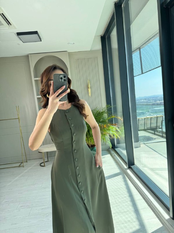 Haki%20Arka%20Bağlamalı%20Cepli%20İthal%20İpekli%20Krep%20Elbise