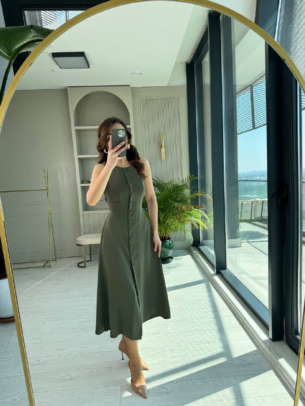 Haki%20Arka%20Bağlamalı%20Cepli%20İthal%20İpekli%20Krep%20Elbise
