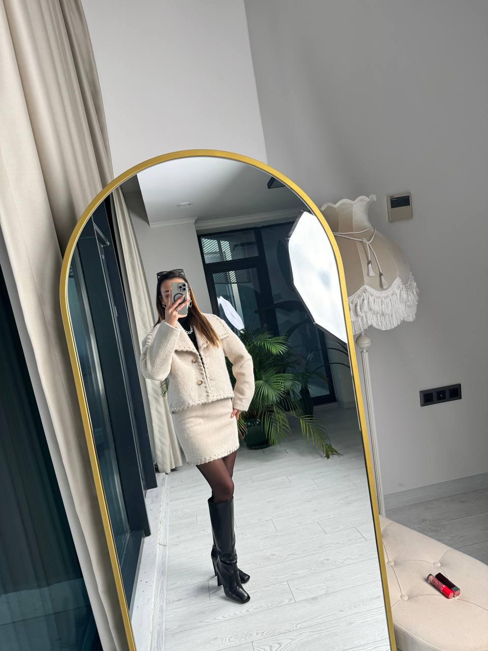 Bej%20Exclusıve%20Kaşe%20Etek%20Ceket%20Lüks%20Takım