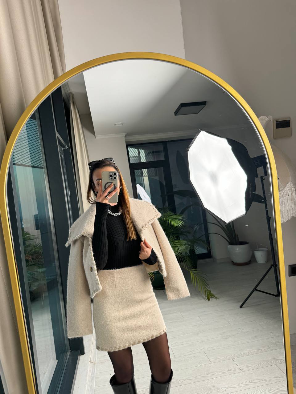 Bej%20Exclusıve%20Kaşe%20Etek%20Ceket%20Lüks%20Takım