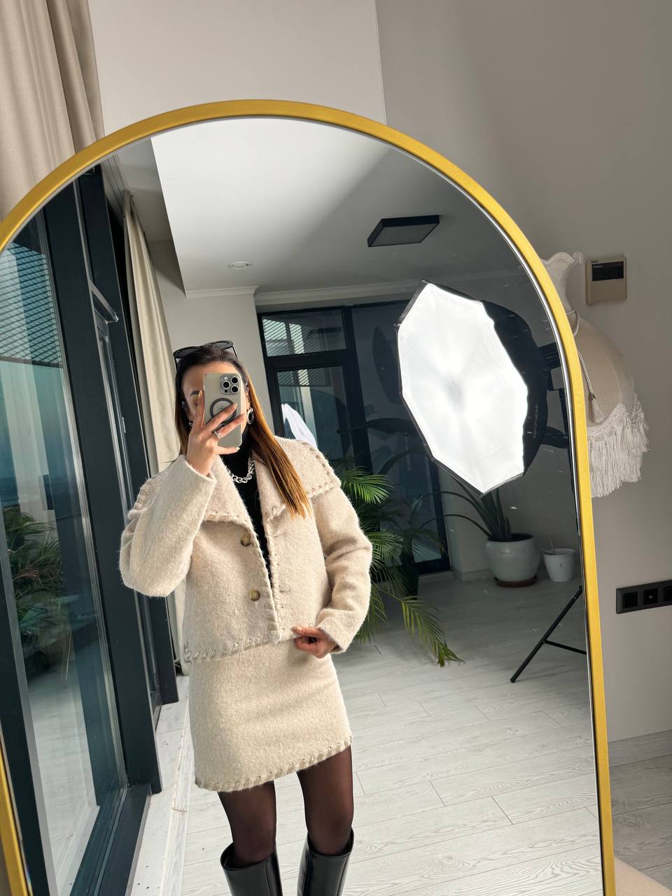 Bej%20Exclusıve%20Kaşe%20Etek%20Ceket%20Lüks%20Takım