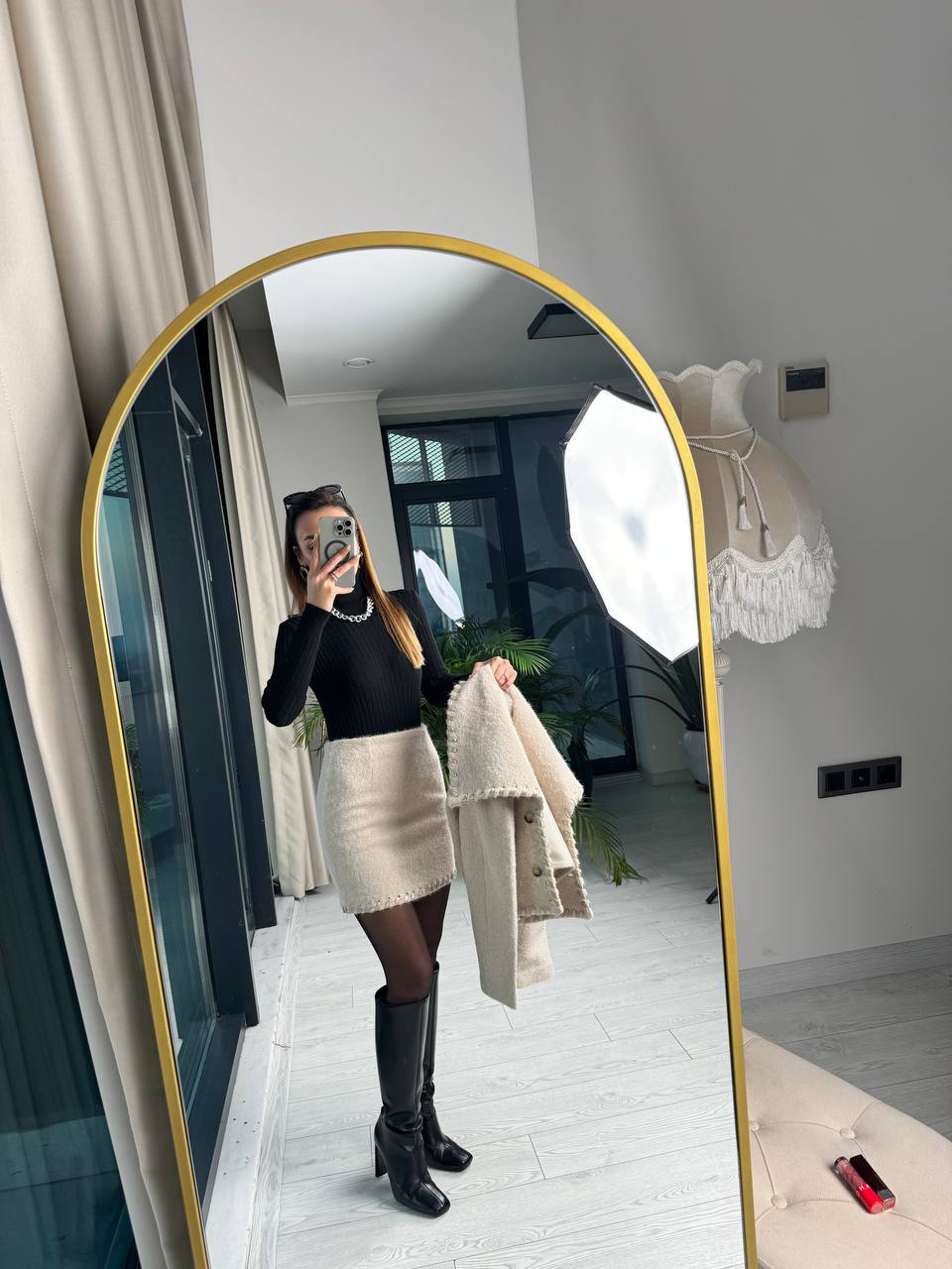 Bej%20Exclusıve%20Kaşe%20Etek%20Ceket%20Lüks%20Takım