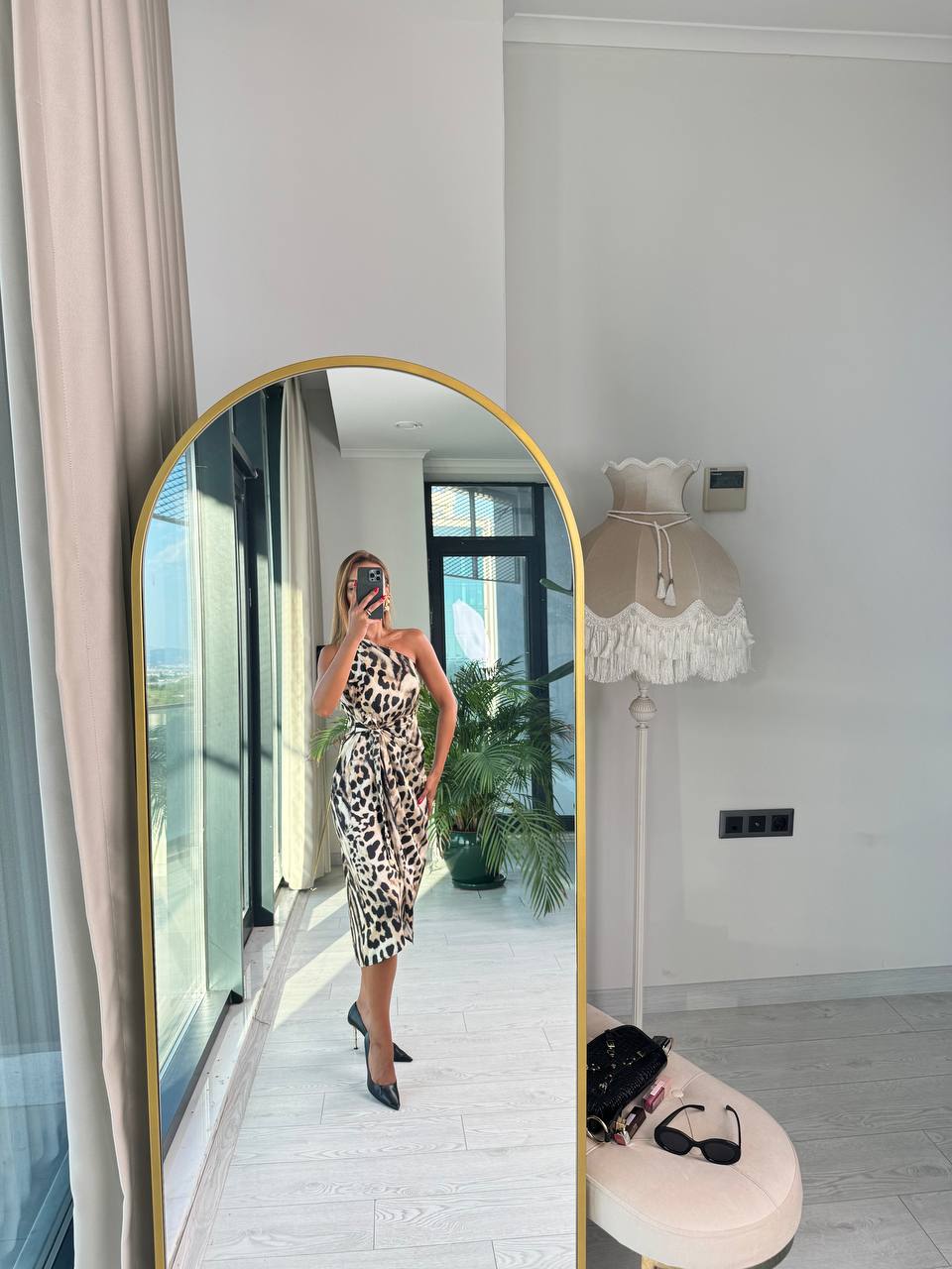 Leopar%20Desen%20Tek%20Kol%20Tok%20Saten%20Maria%20Elbise
