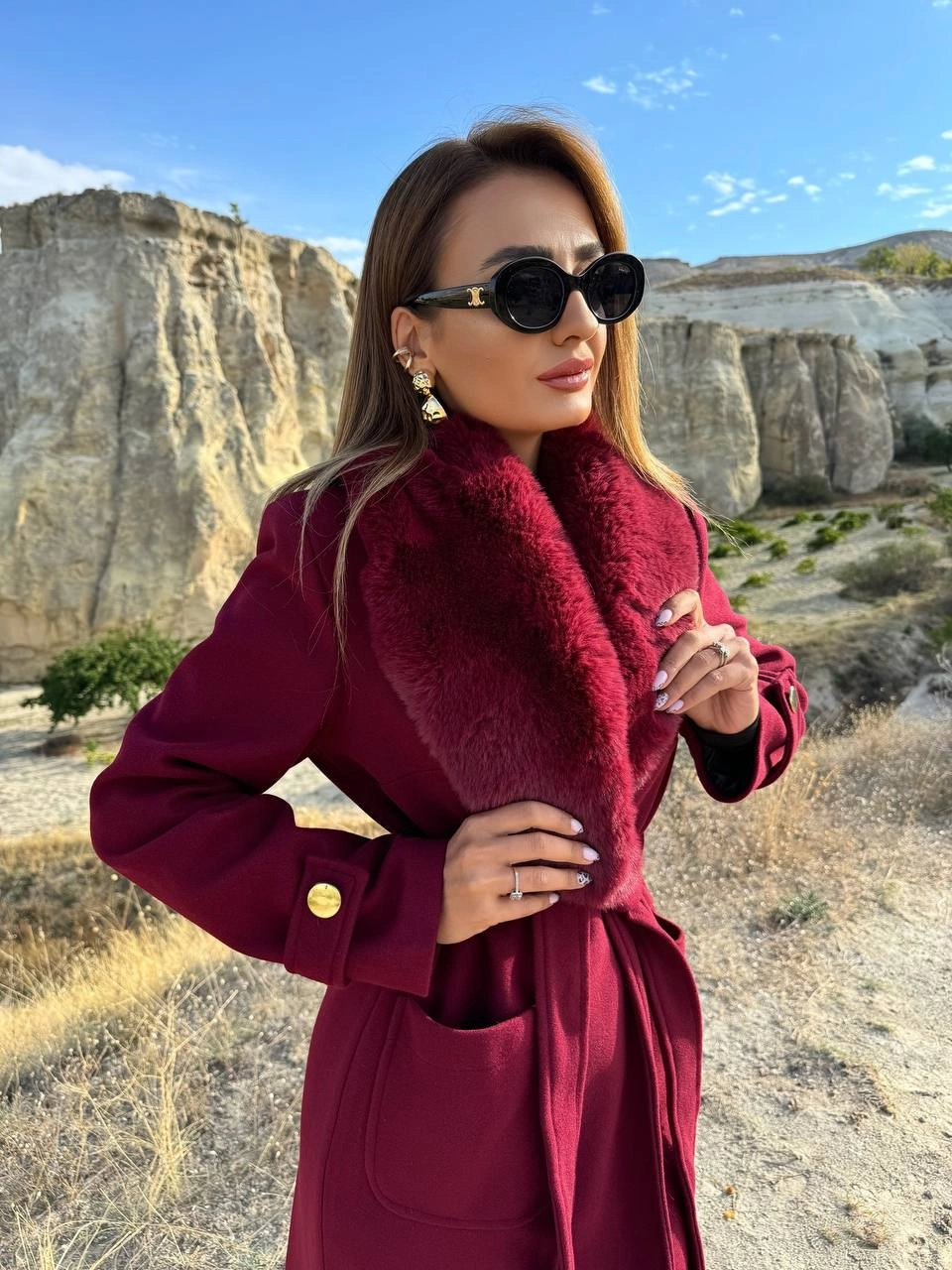 Bordo%20Yaka%20Kürklü%20Astarlı%20Premium%20Seri%20Uzun%20Kaşe%20Kaban