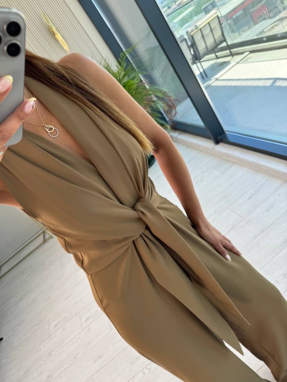 Tasarım%20Yağ%20Yeşili%20Zara%20Krep%20Kumaş%20Bağlamalı%20Tulum
