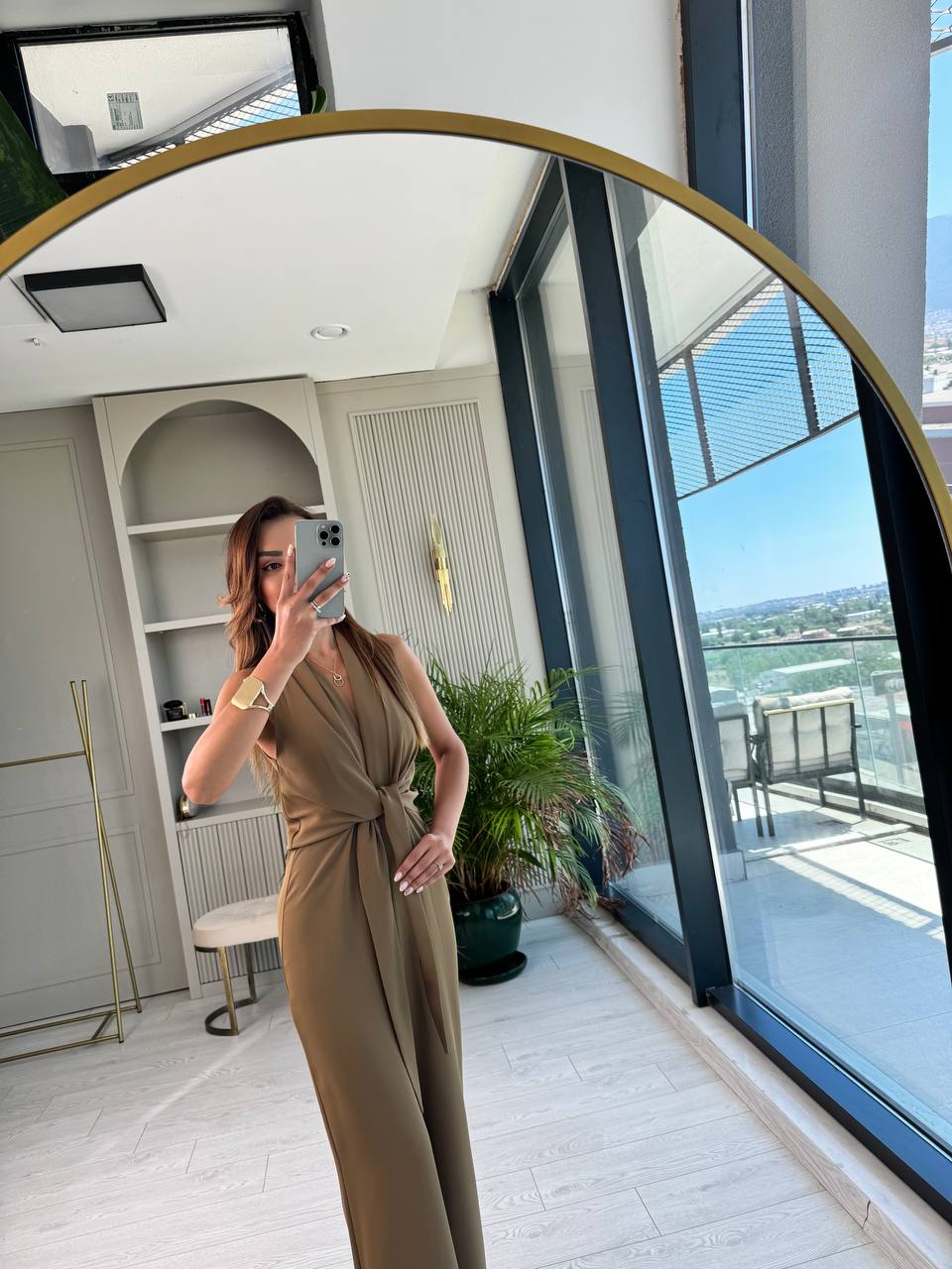 Tasarım%20Yağ%20Yeşili%20Zara%20Krep%20Kumaş%20Bağlamalı%20Tulum