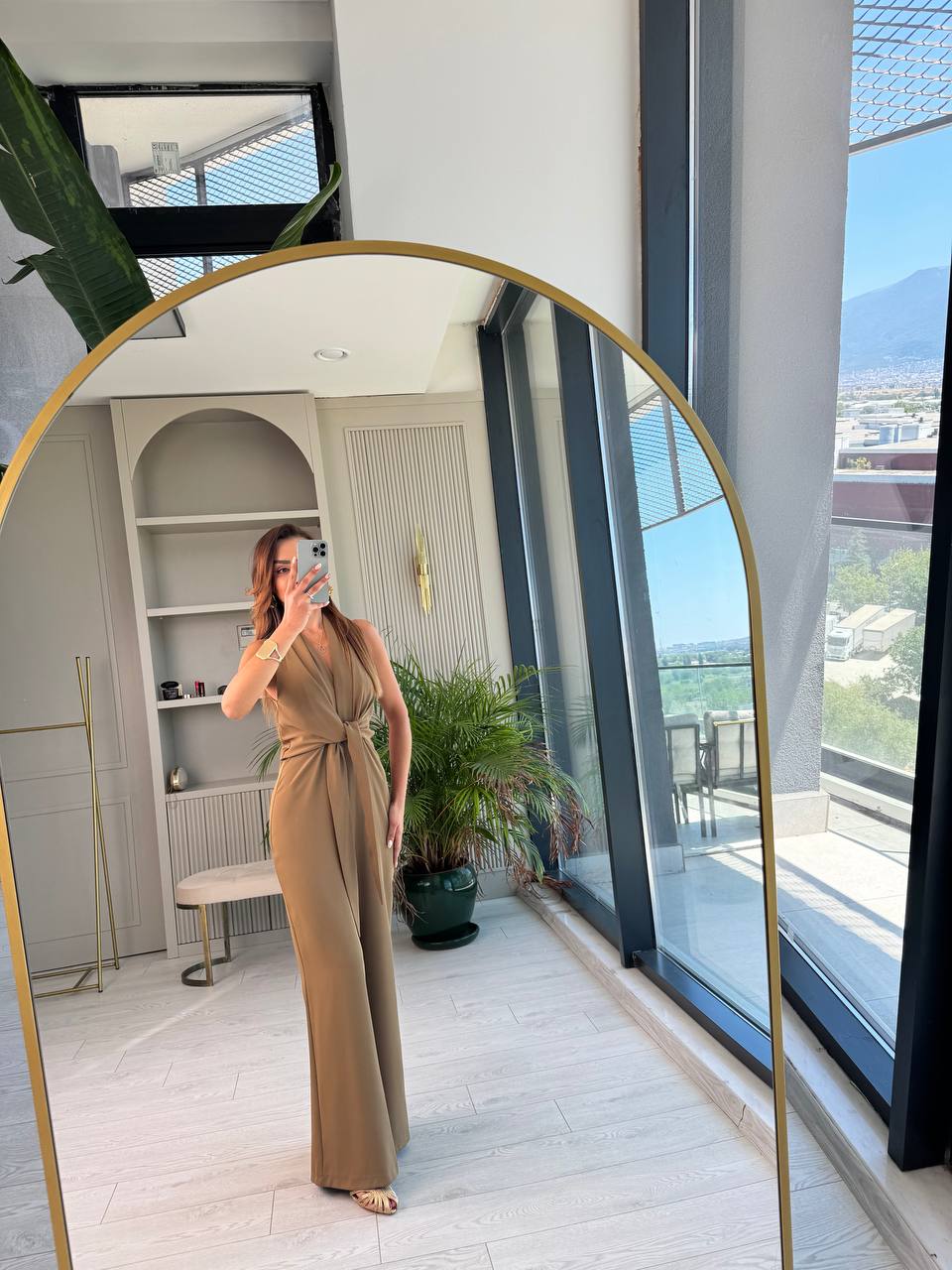 Tasarım%20Yağ%20Yeşili%20Zara%20Krep%20Kumaş%20Bağlamalı%20Tulum