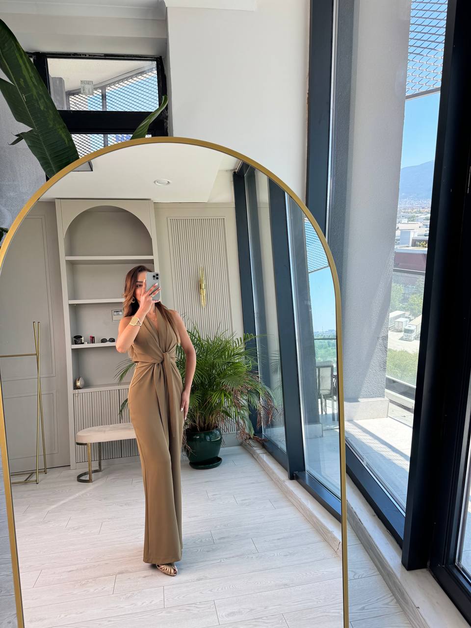 Tasarım%20Yağ%20Yeşili%20Zara%20Krep%20Kumaş%20Bağlamalı%20Tulum