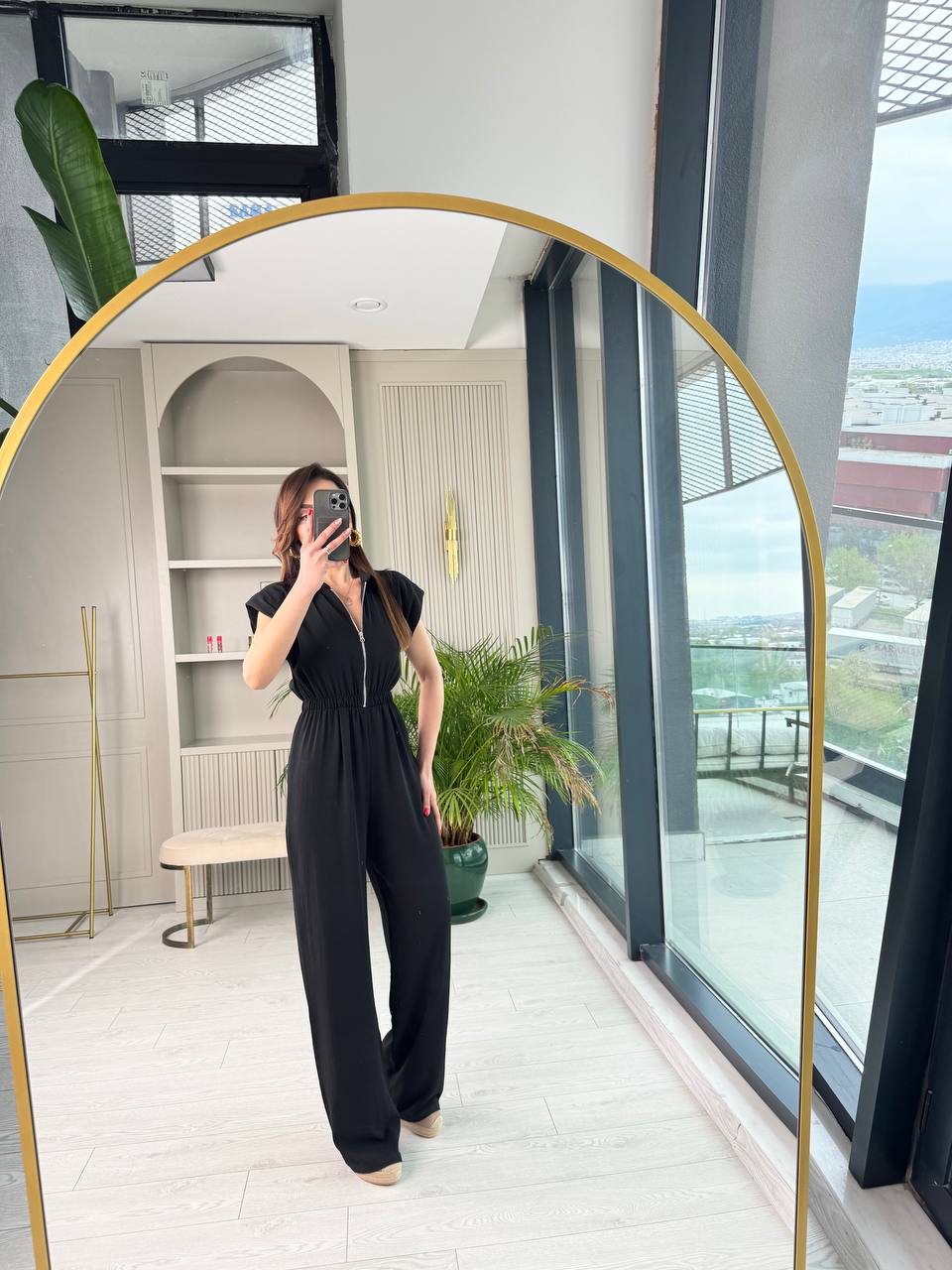 Siyah%20Beli%20Lastikli%20Fermuarlı%20Tensel%20Kumaş%20Tulum