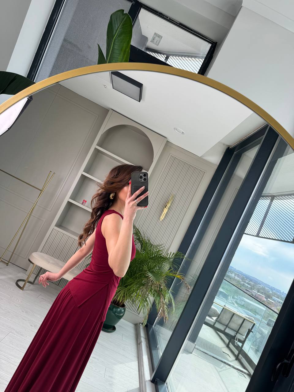 Bordo%20Metal%20Aksesuar%20Detaylı%20Premium%20Bluz%20Etek%20Takım