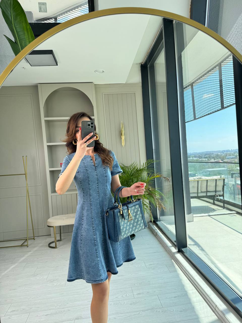 Likralı%20Mavi%20Premium%20Jean%20Kumaş%20Çan%20Kesim%20Elbise