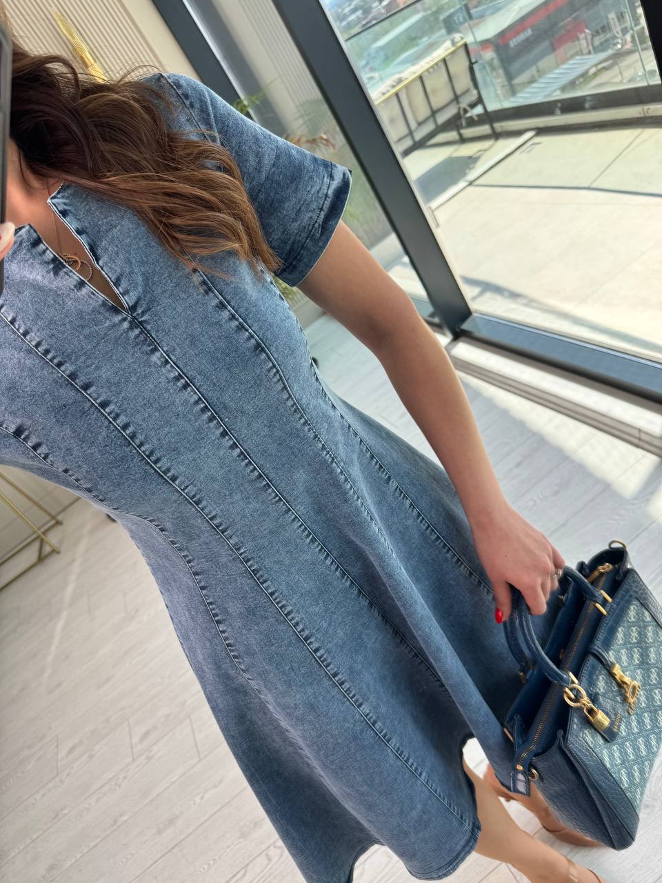 Likralı%20Mavi%20Premium%20Jean%20Kumaş%20Çan%20Kesim%20Elbise