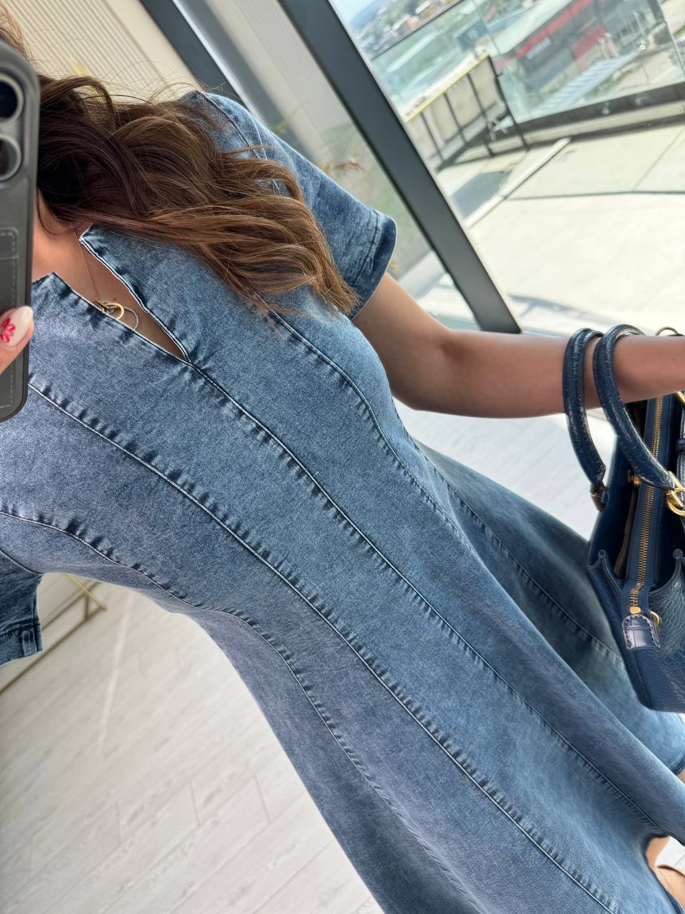 Likralı%20Mavi%20Premium%20Jean%20Kumaş%20Çan%20Kesim%20Elbise