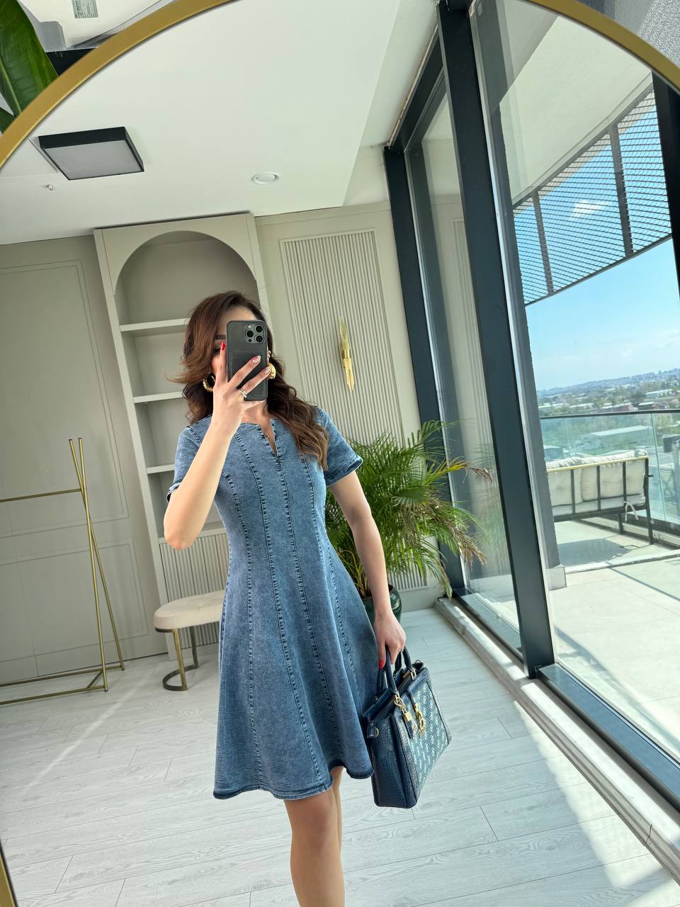 Likralı%20Mavi%20Premium%20Jean%20Kumaş%20Çan%20Kesim%20Elbise