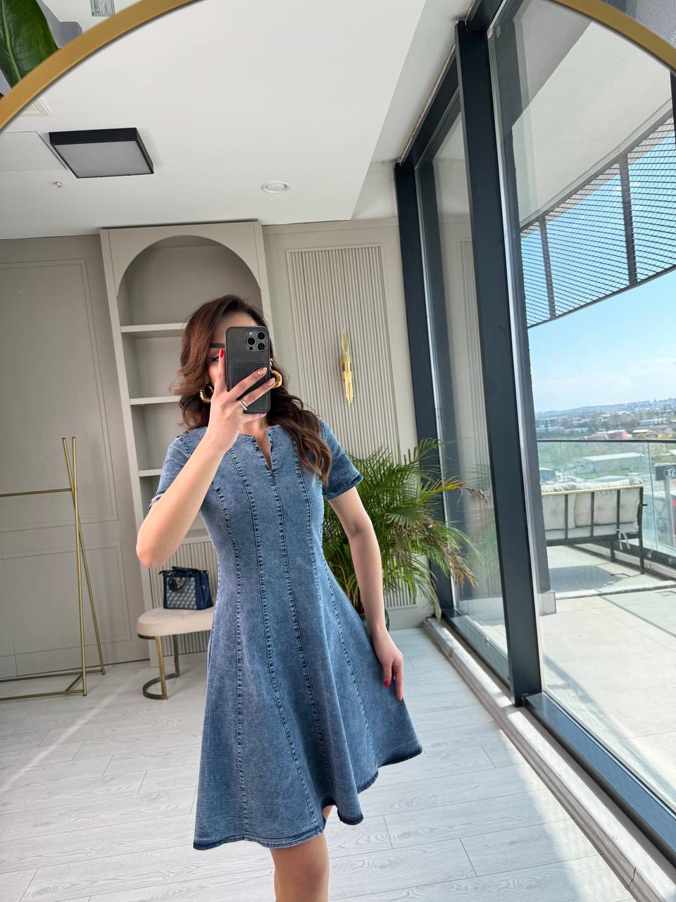 Likralı%20Mavi%20Premium%20Jean%20Kumaş%20Çan%20Kesim%20Elbise