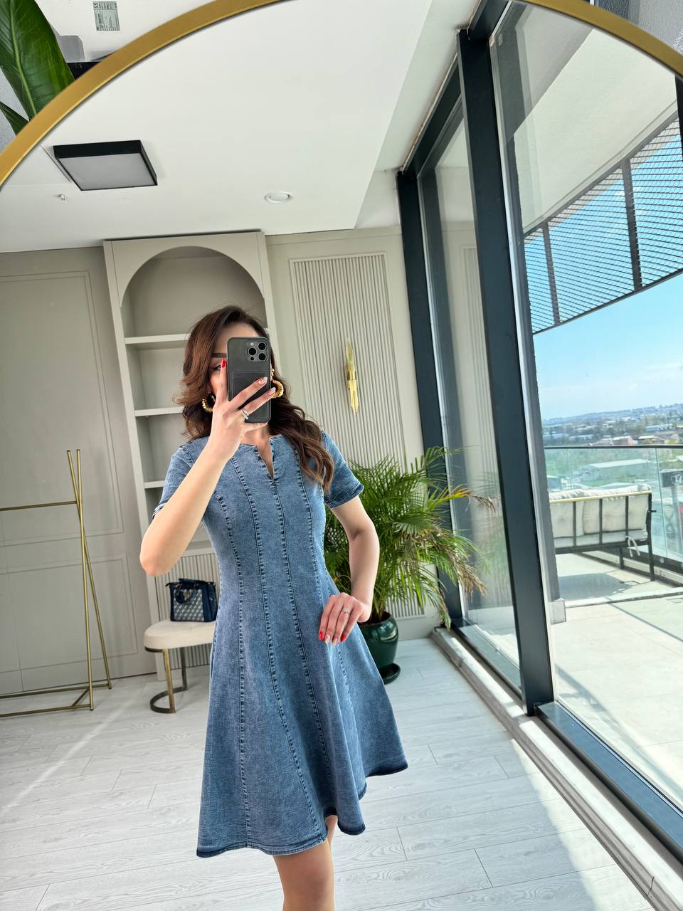 Likralı%20Mavi%20Premium%20Jean%20Kumaş%20Çan%20Kesim%20Elbise