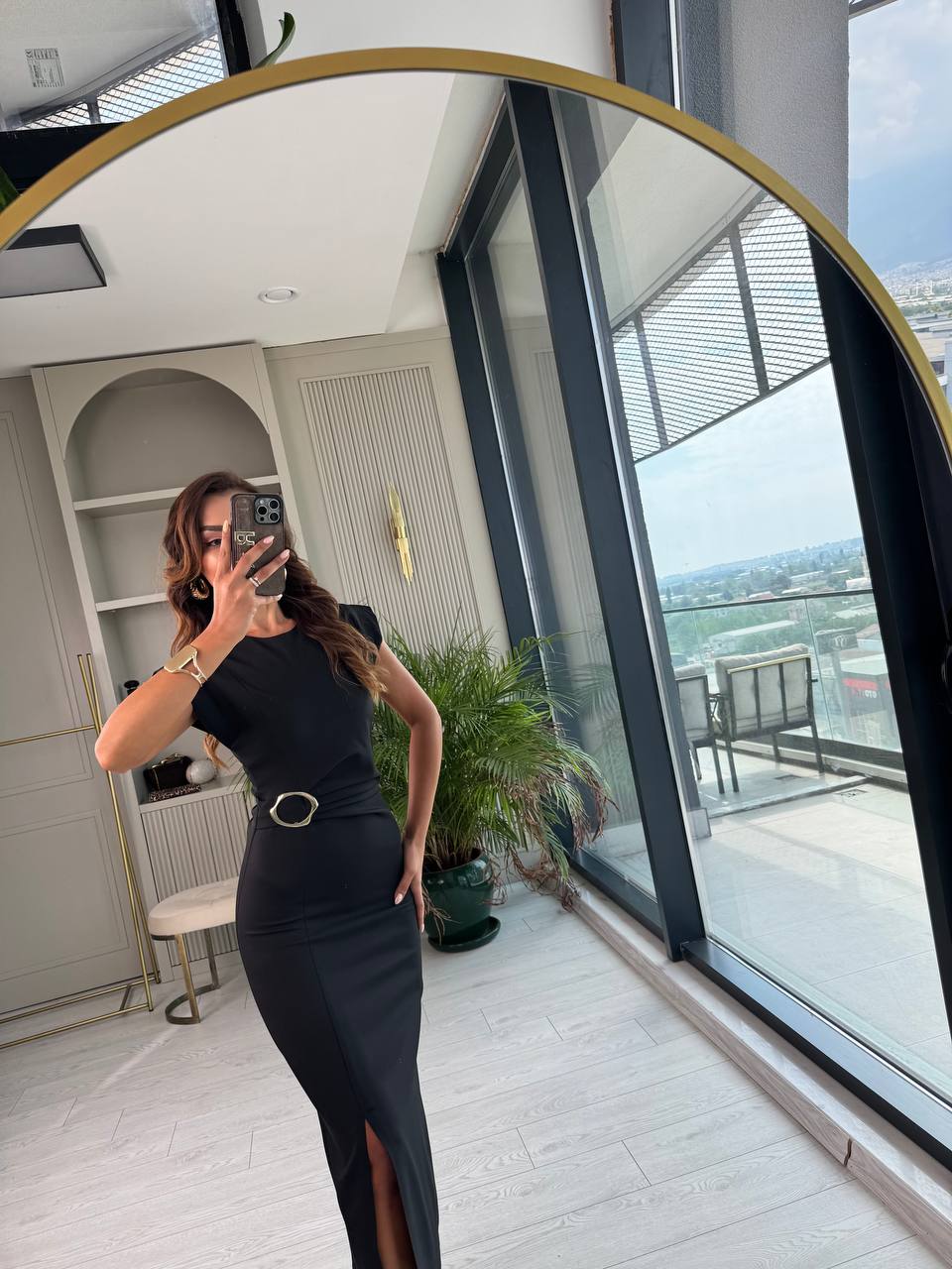 Siyah%20Zara%20Model%20Bel%20Tokalı%20Lüks%20Atlas%20Kumaş%20Kalem%20Elbise