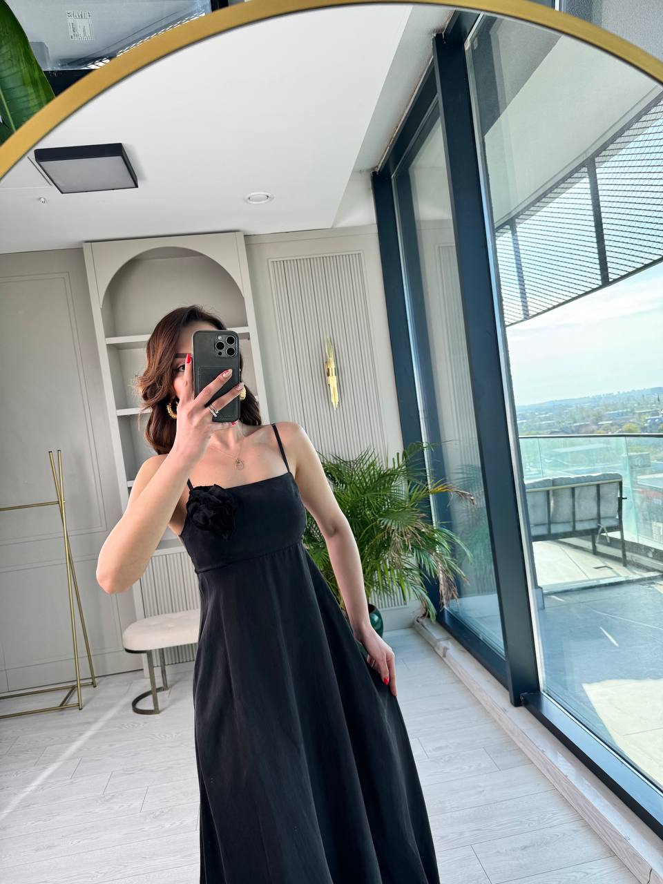 Siyah%20Tensel%20Kumaş%20Cepli%20Ayarlanabilir%20Askılı%20Tiril%20Elbise