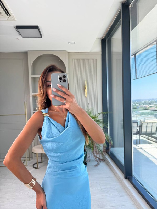 Mavi%20Degaje%20Yaka%20Zara%20Model%20Saten%20Elbise