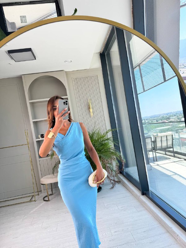 Mavi%20Degaje%20Yaka%20Zara%20Model%20Saten%20Elbise