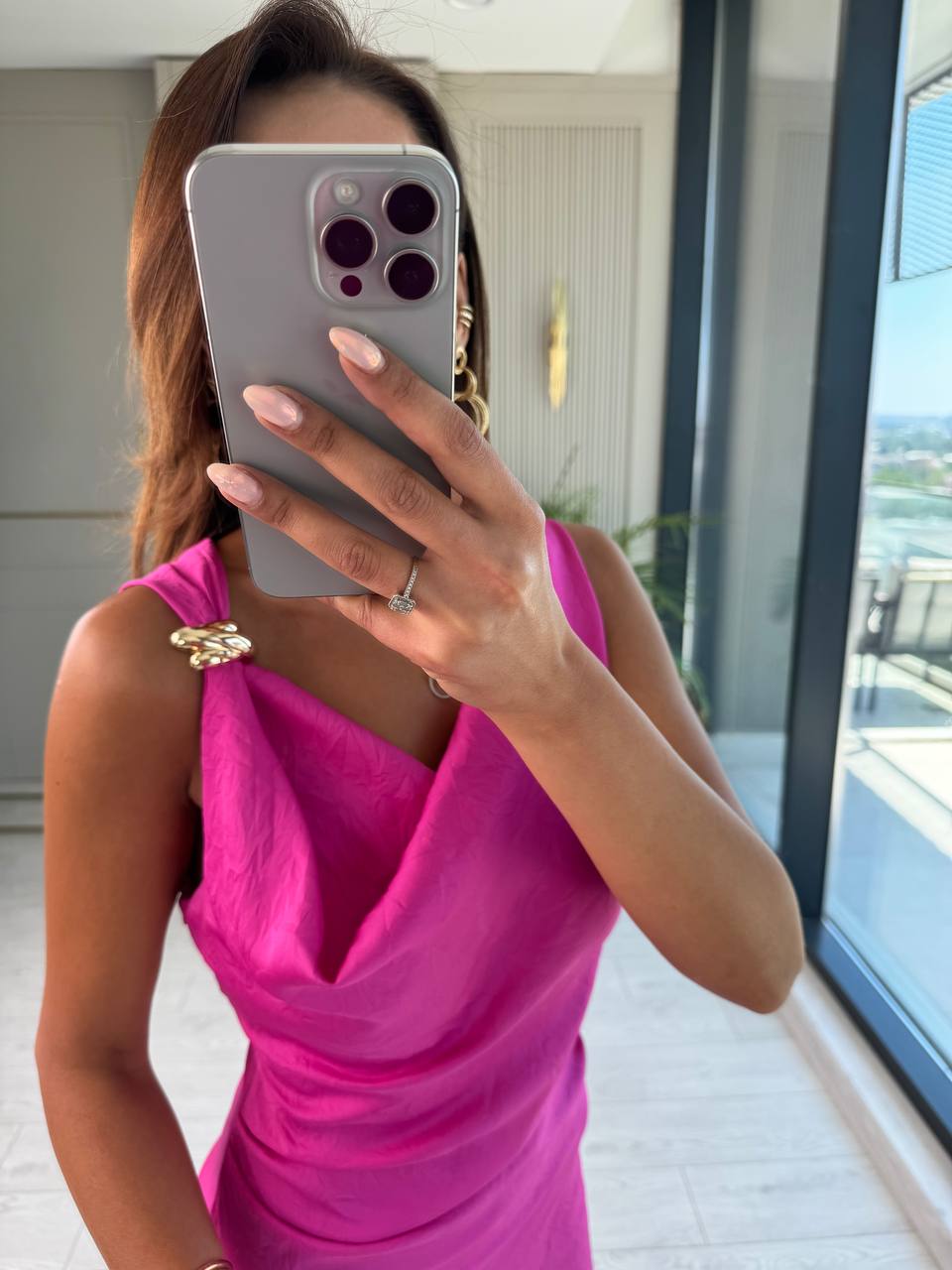 Fuşya%20Degaje%20Yaka%20Zara%20Model%20Saten%20Elbise