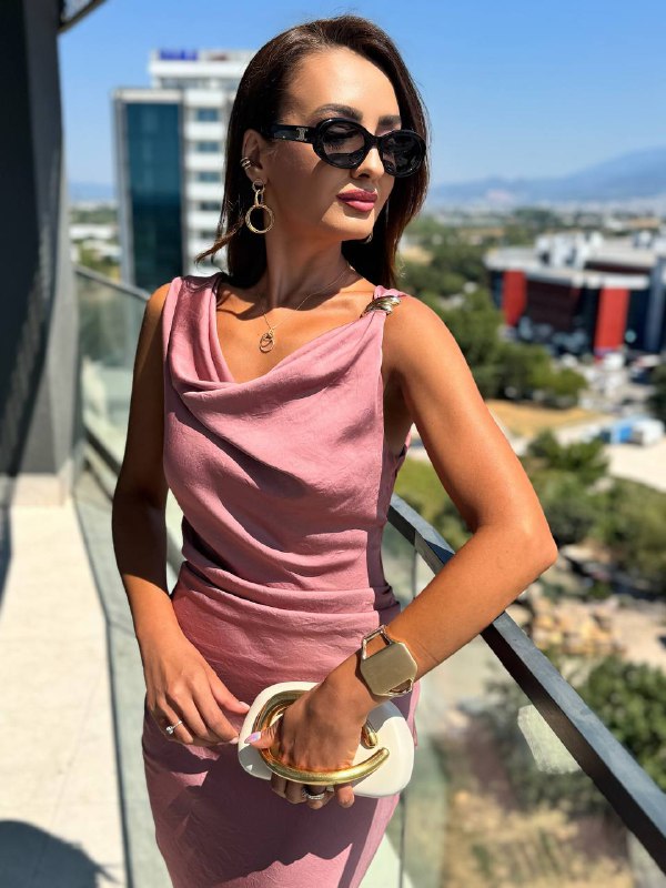 Pudra%20Degaje%20Yaka%20Zara%20Model%20Saten%20Elbise