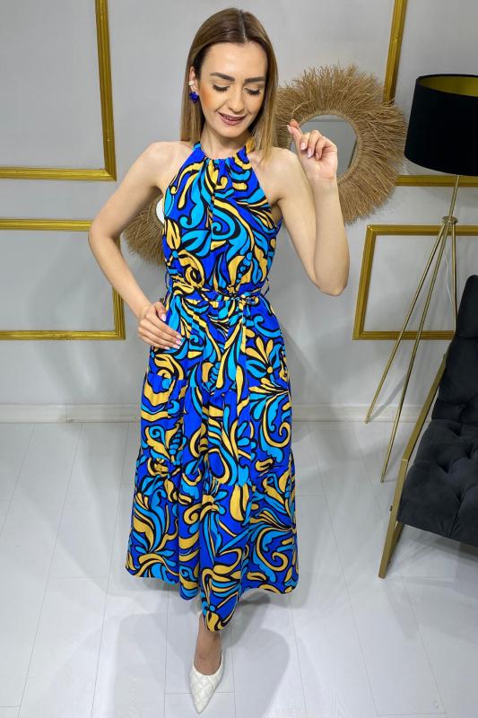 Mavi%20Halter%20Yaka%20Poplin%20Elbise