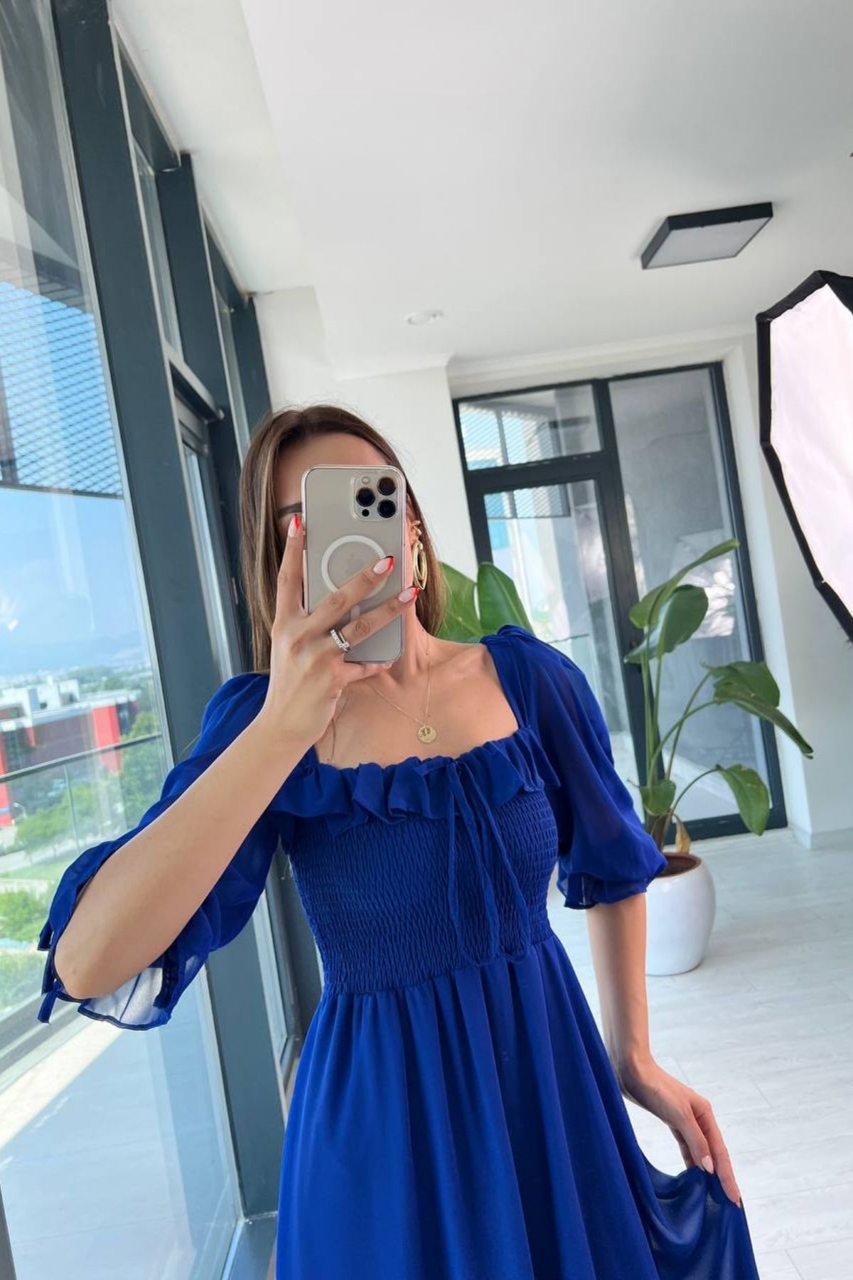 Lacivert%20Şifon%20Astarlı%20Bella%20Elbise