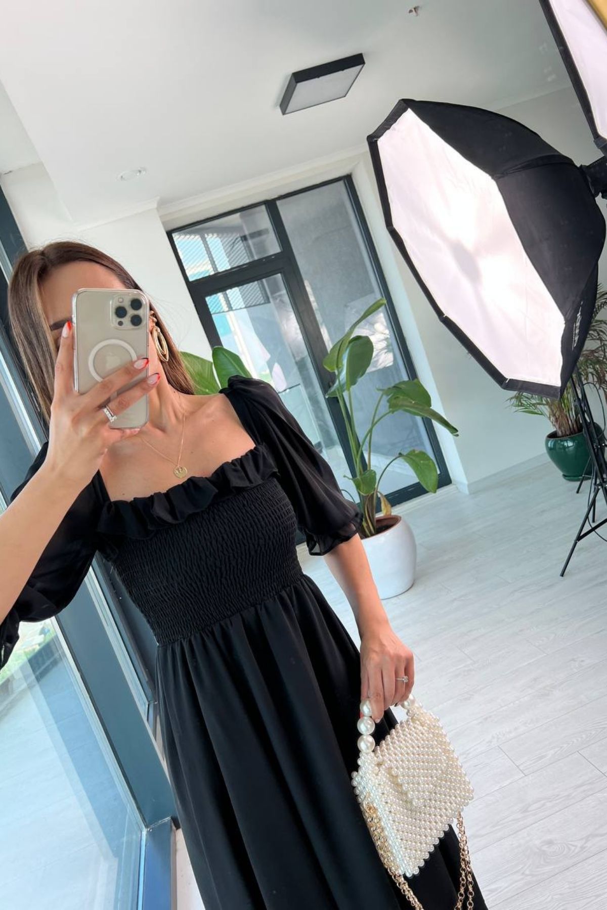 Siyah%20Şifon%20Astarlı%20Bella%20Elbise