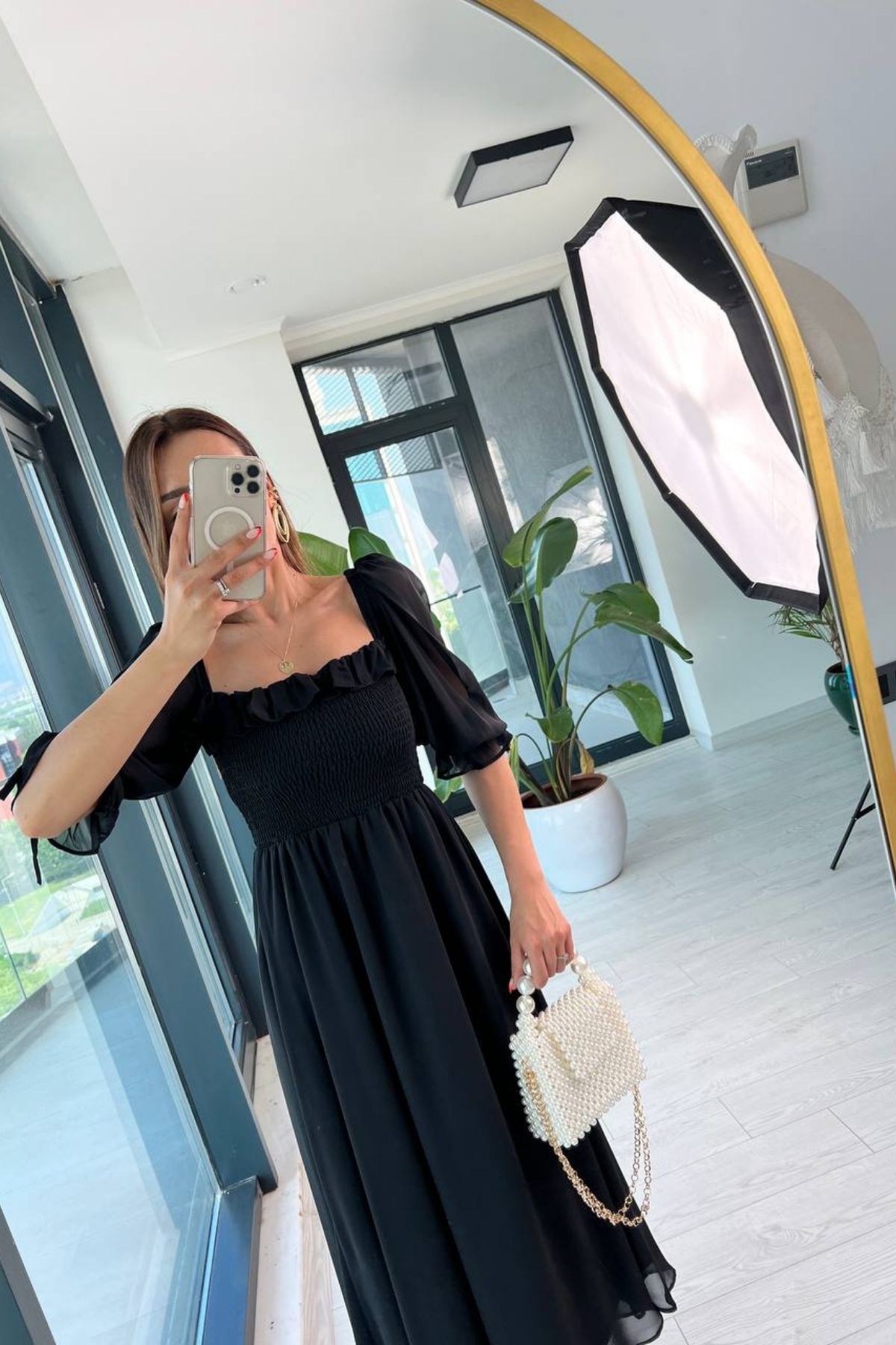 Siyah%20Şifon%20Astarlı%20Bella%20Elbise