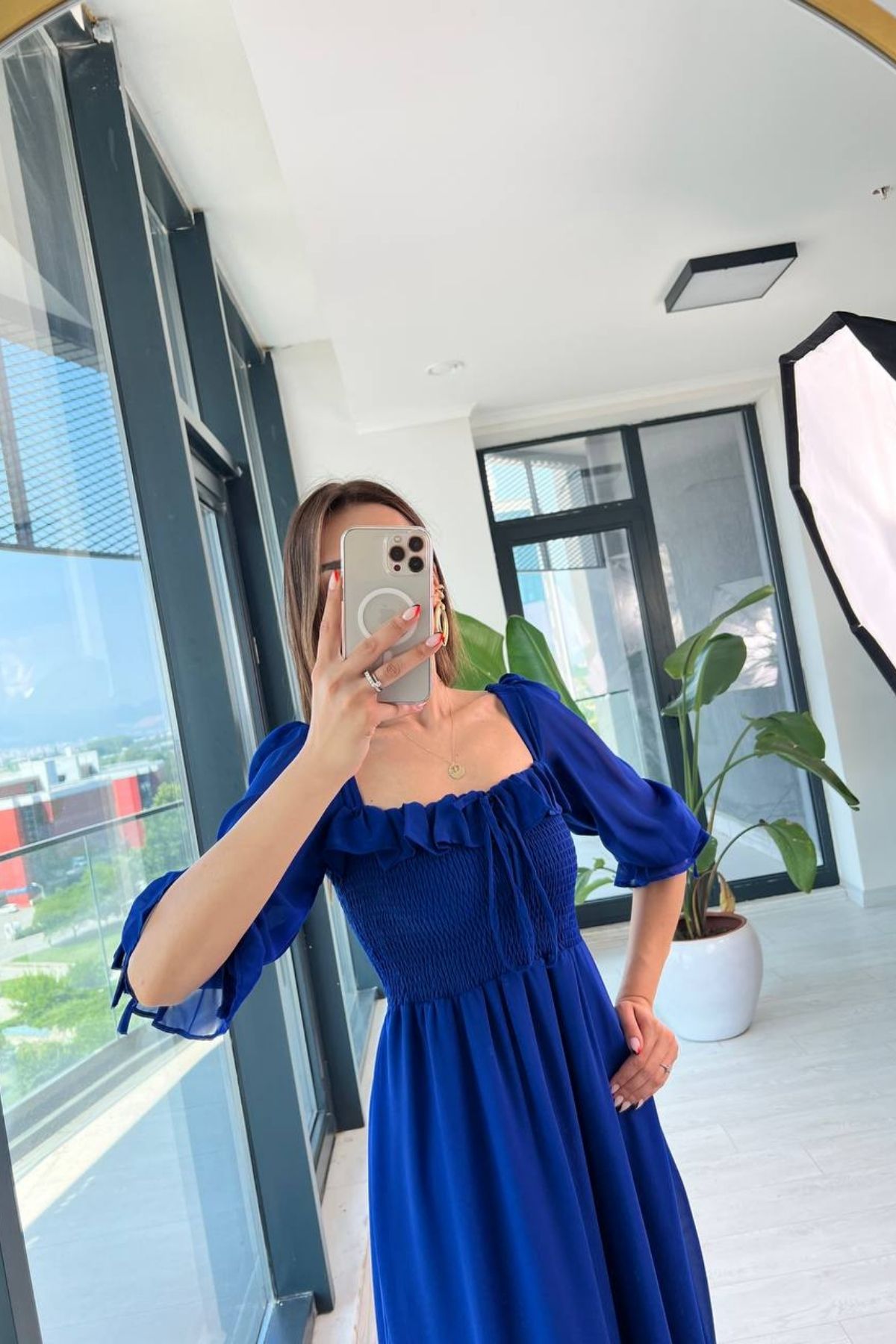 Lacivert%20Şifon%20Astarlı%20Bella%20Elbise