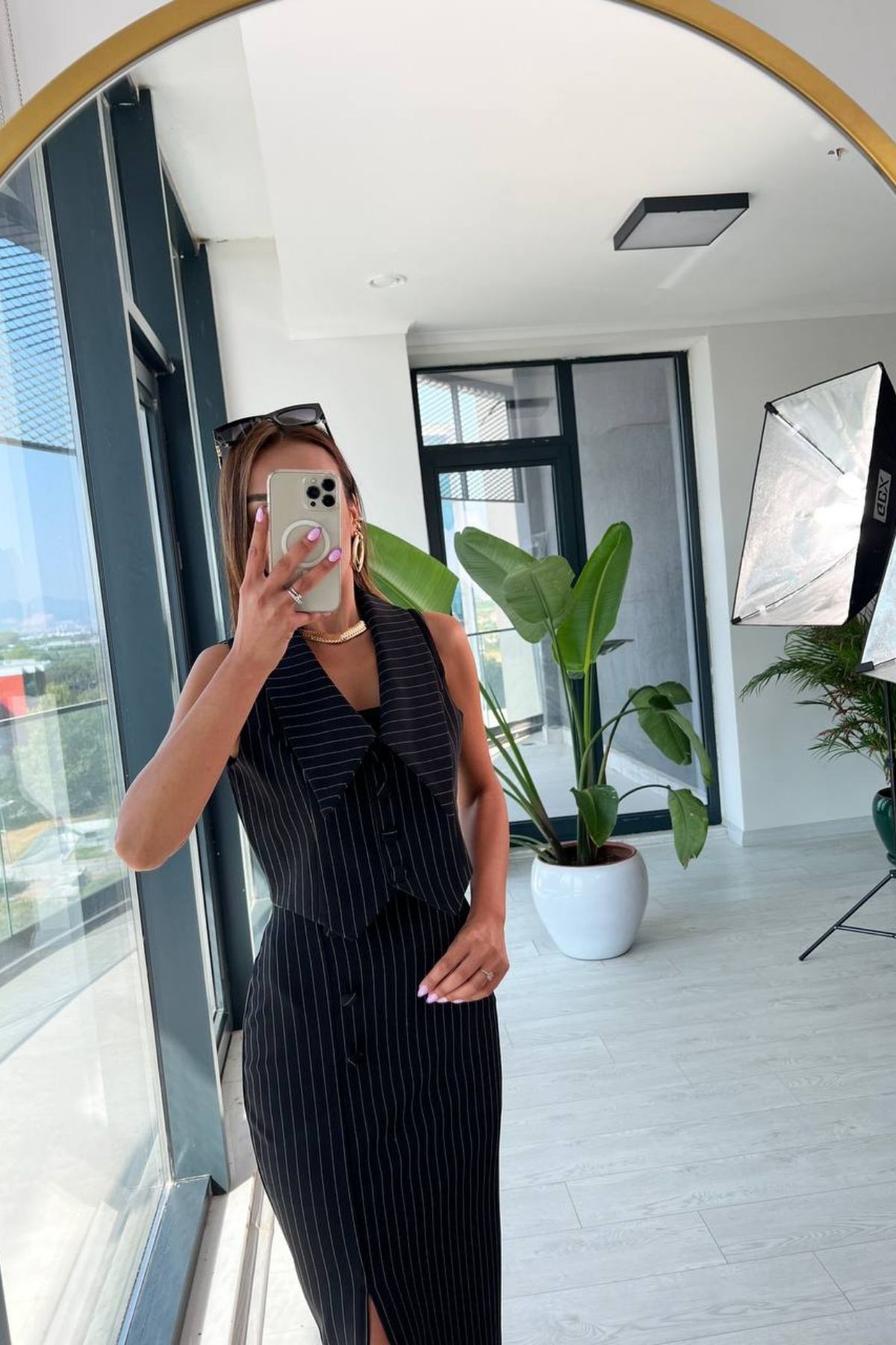 Siyah%20Çizgili%20Etek%20yelek%20Premium%20Takım