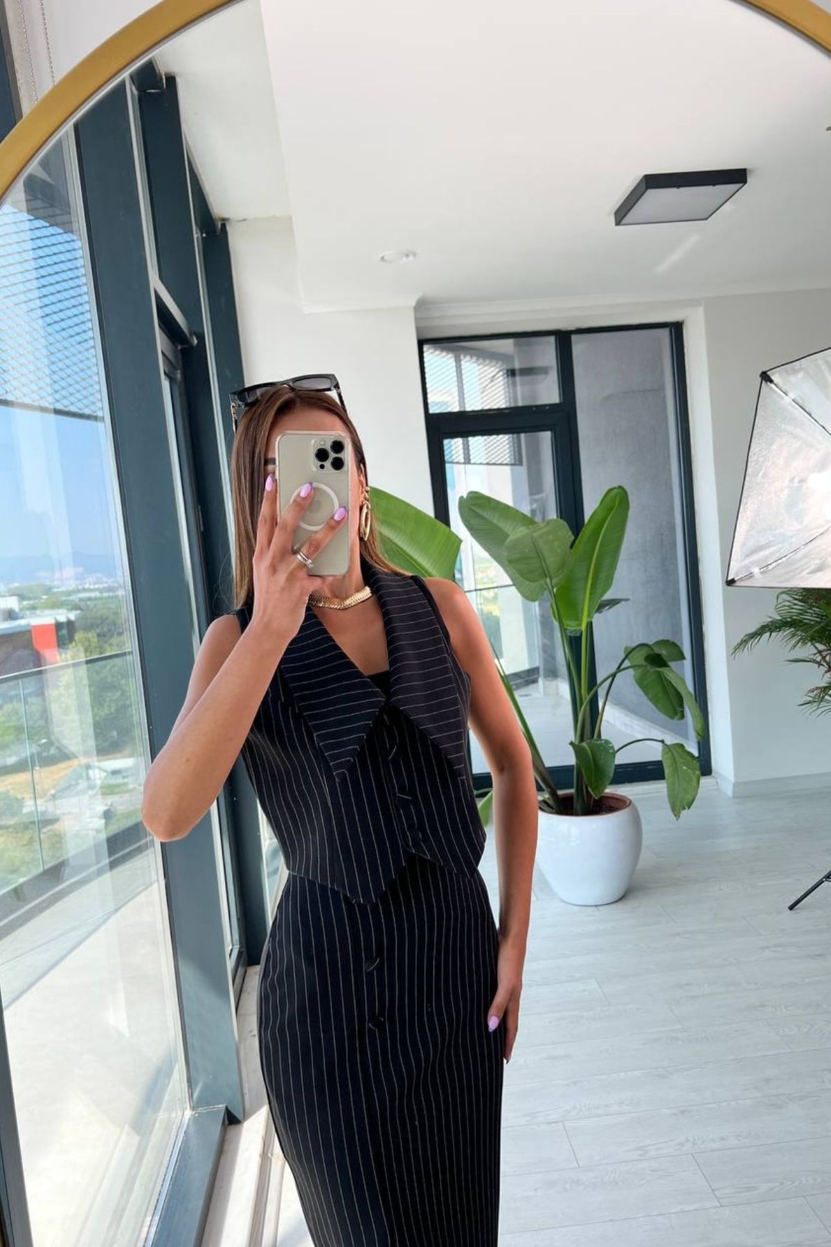 Siyah%20Çizgili%20Etek%20yelek%20Premium%20Takım