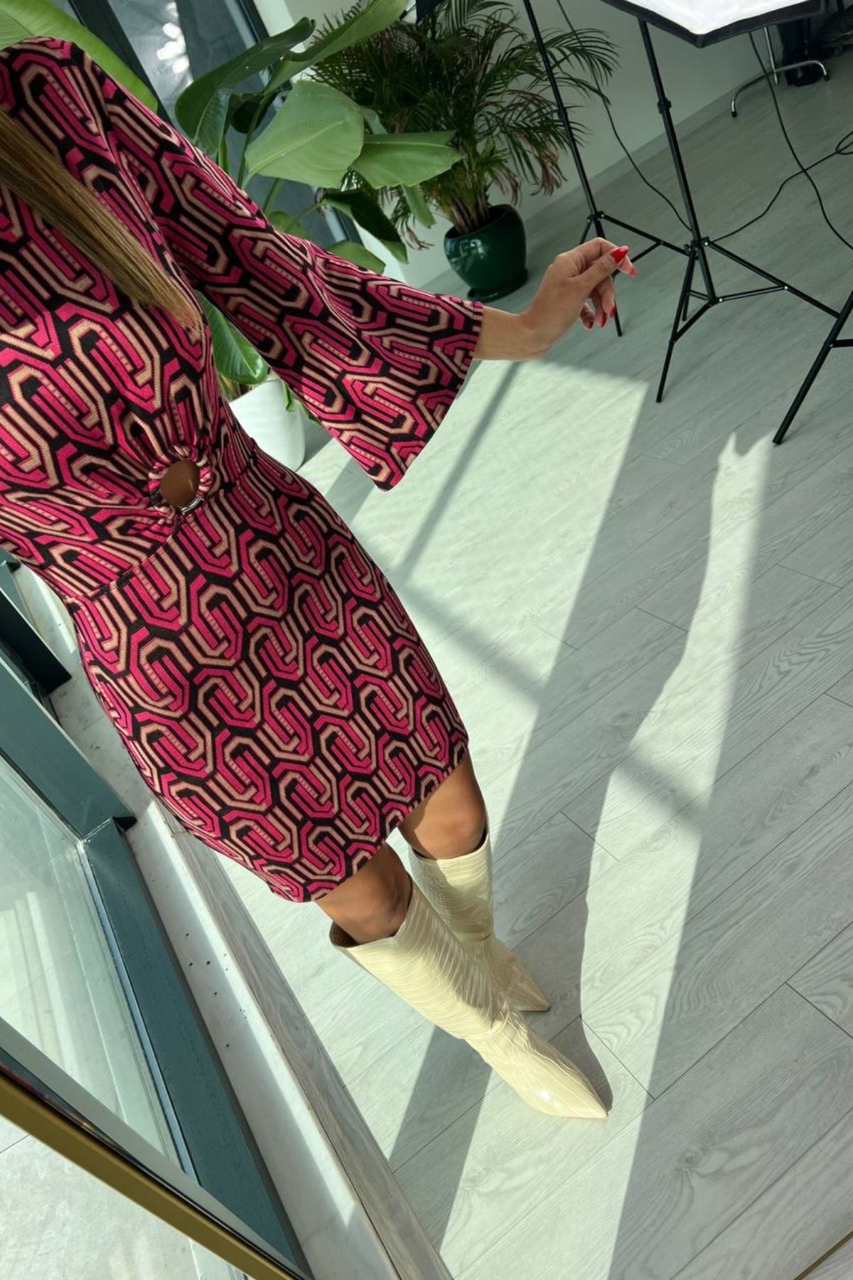 Pembe%20Çelik%20Örme%20Matmazel%20Elbise