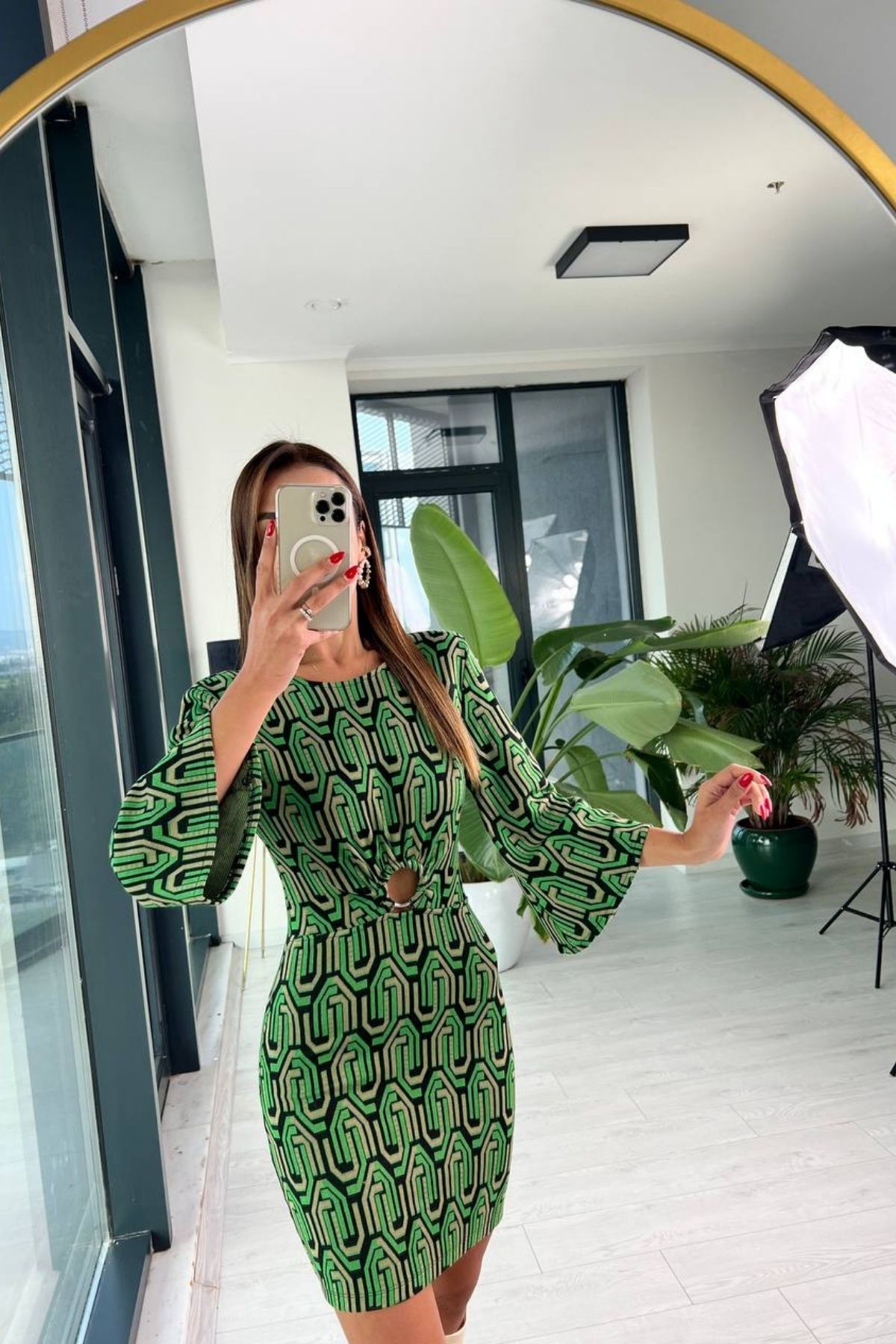 Yeşil%20Çelik%20Örme%20Matmazel%20Elbise