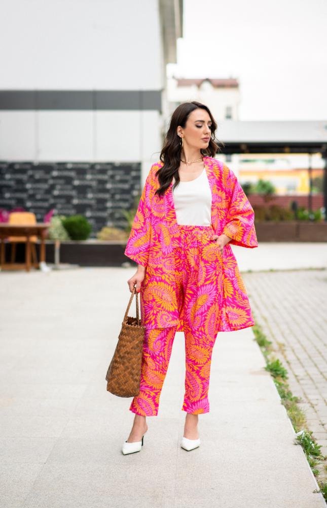 Fuşya%20Keten%20Kimono%20Takım