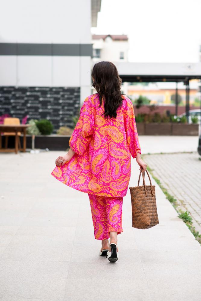 Fuşya%20Keten%20Kimono%20Takım