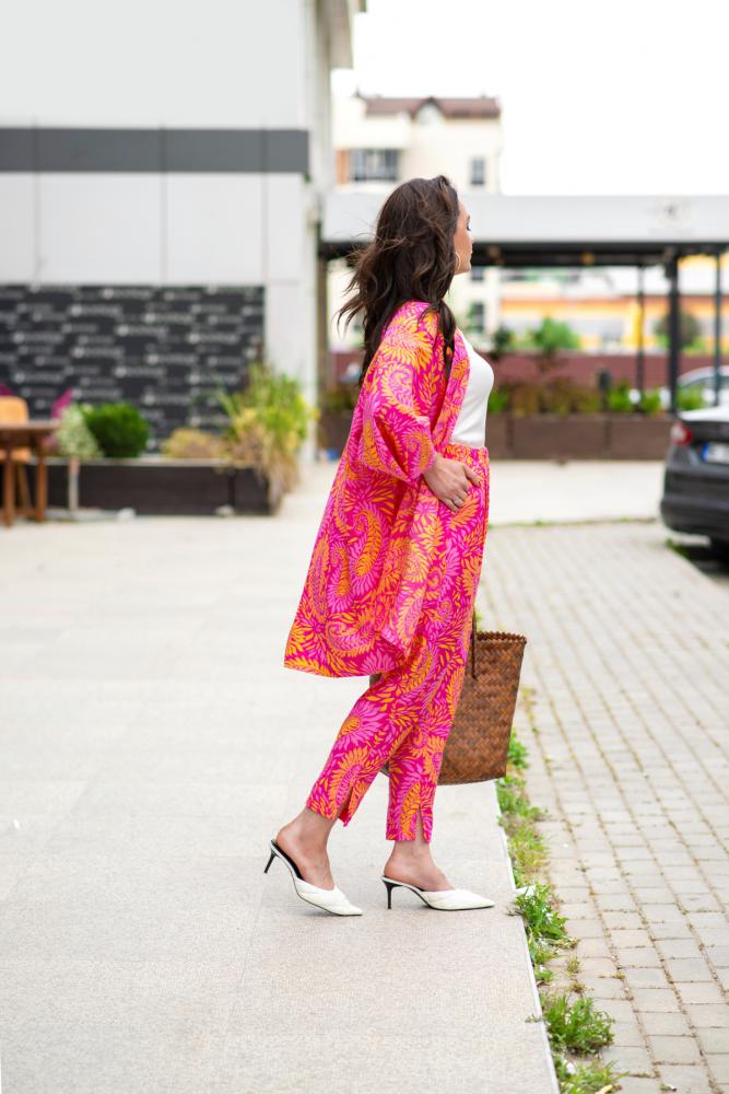 Fuşya%20Keten%20Kimono%20Takım