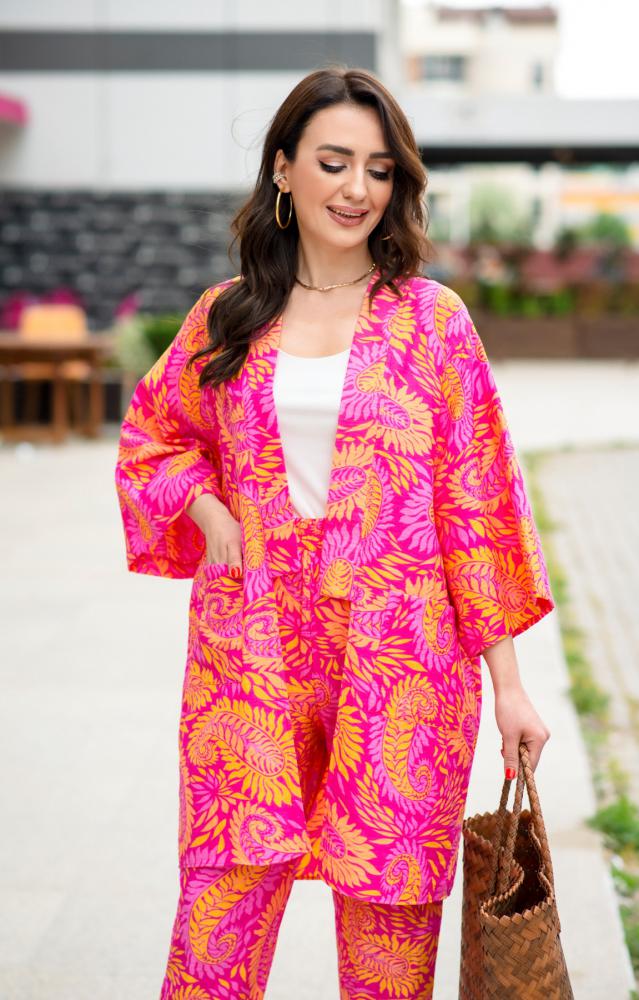 Fuşya%20Keten%20Kimono%20Takım