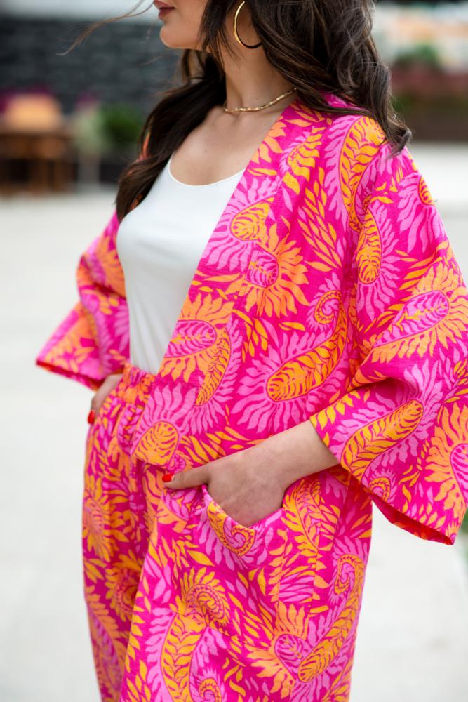 Fuşya%20Keten%20Kimono%20Takım