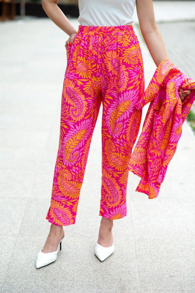 Fuşya%20Keten%20Kimono%20Takım