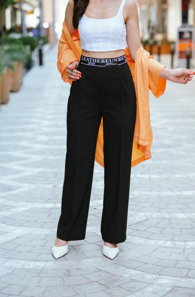 Siyah%20Lastikli%20Palazzo%20Tensel%20Kumaş%20Pantalon