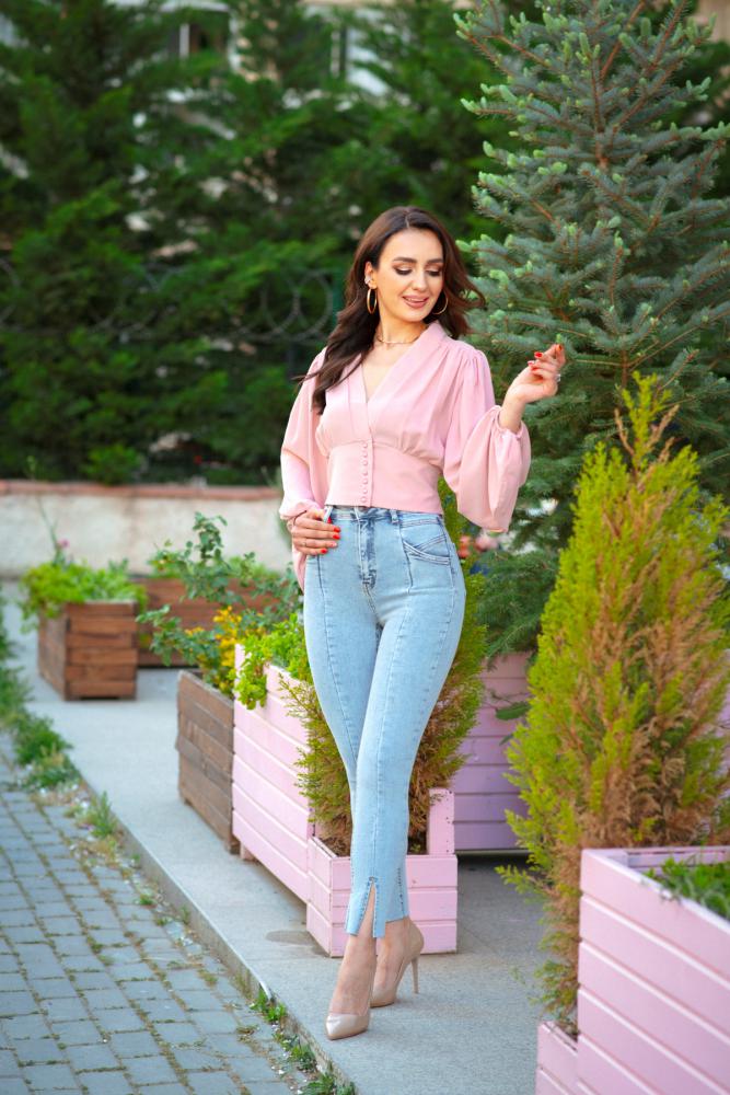 Pudra%20Beli%20Korsajlı%20Krep%20Bluz