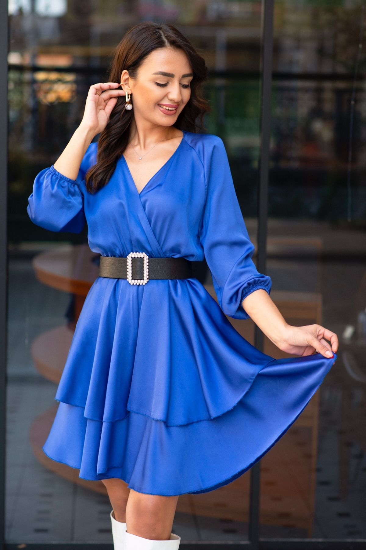 Saks%20Mavi%20Saten%20Mini%20Elbise%20(%20kemersizdir)