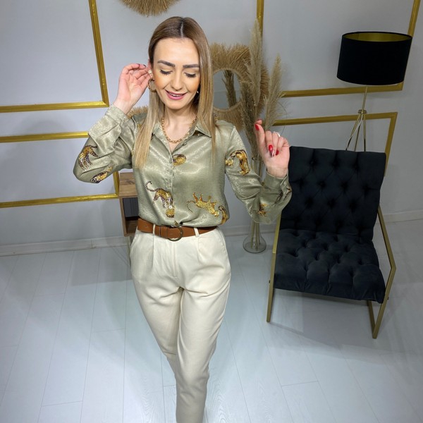 Kemerli%20Taş%20Rengi%20Gabardin%20Pantolon