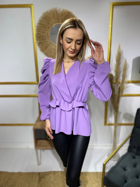 Lila%20Tensel%20Kumaş%20Prenses%20Kol%20Bluz