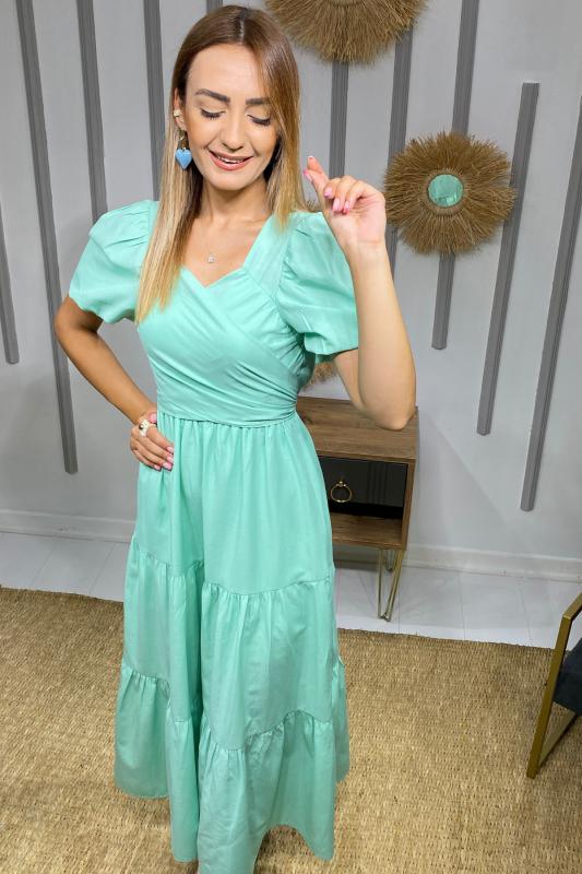 Mint%20Poplin%20Bağlamalı%20Elbise
